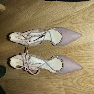 sam&libby pink suede strappy pointy toe heels